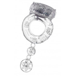 Прозрачное эрекционное кольцо с вибратором и хвостом