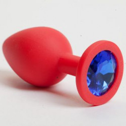 Красная силиконовая пробка с синим кристаллом - 9,5 см.